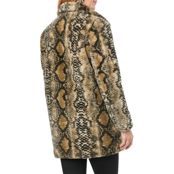 New! DEMOCRACY Women's Snakeprint Faux Fur Women's Jacket Coat Super Soft Small - Picture 2 of 2